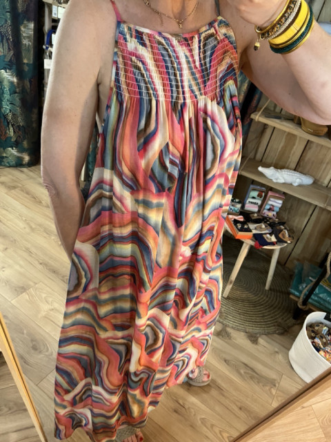 Robe longue fluide fines bretelles Smocks Arc en Ciel See... 2