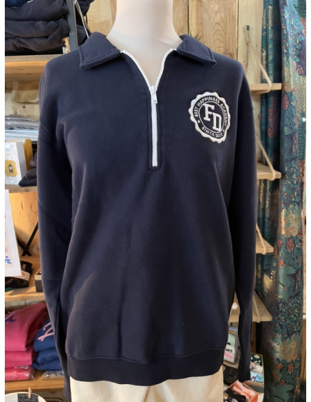 Sweat Col Zippé Cooper Blason Broderie French Disorder