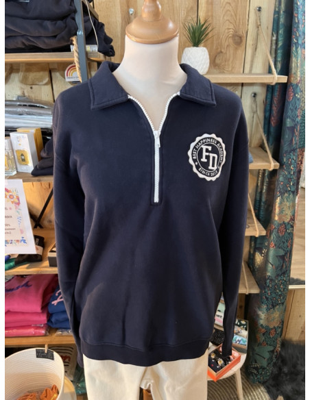 Sweat Col Zippé Cooper Blason Broderie French Disorder