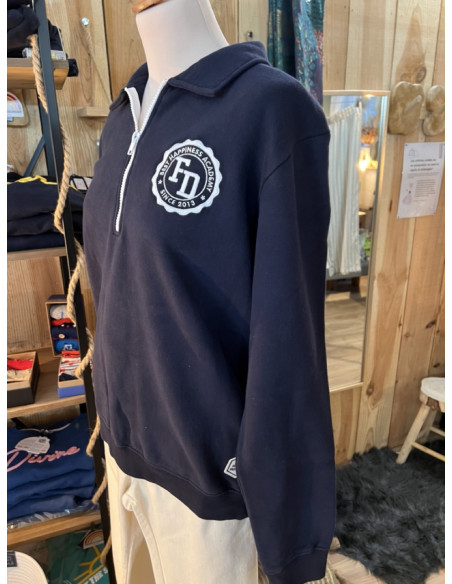 Sweat Col Zippé Cooper Blason Broderie French Disorder