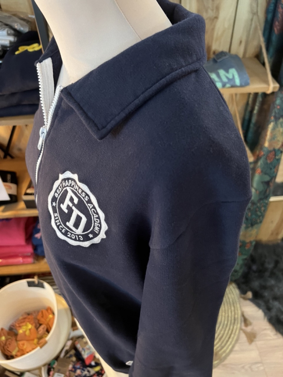 Sweat Col Zippé Cooper Blason Broderie French...