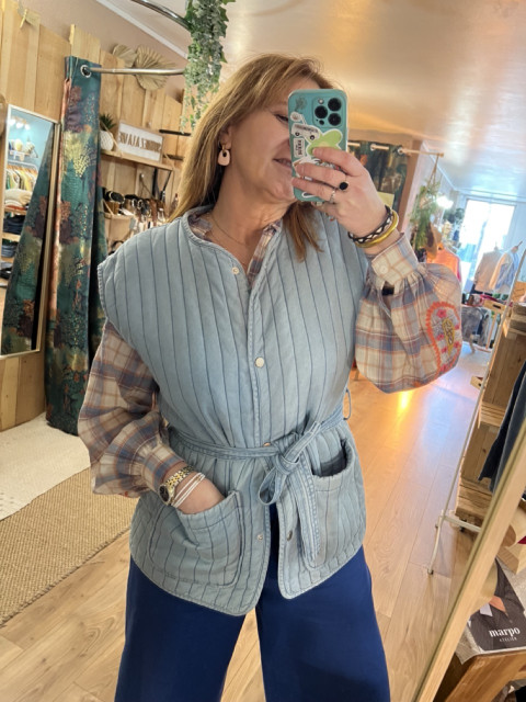 Veste gilet sans manches 100% Tencel Denim Lali Orféo