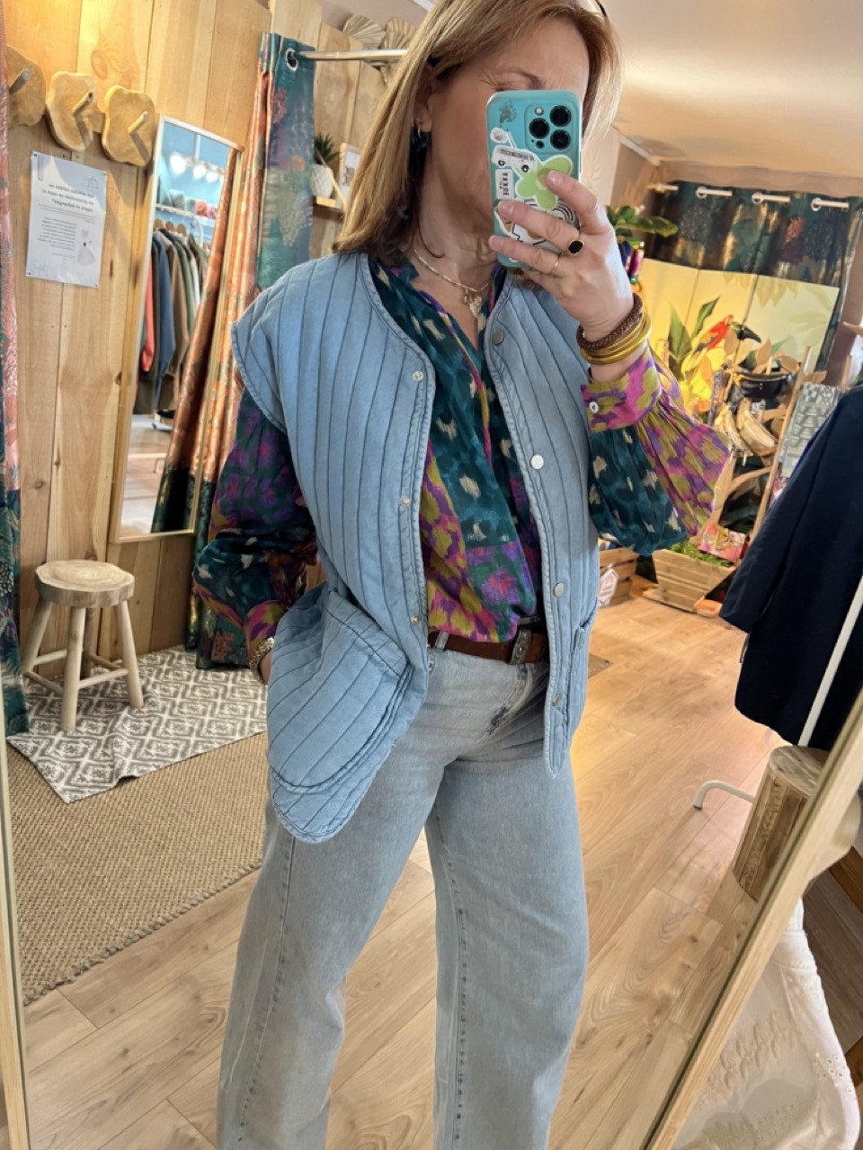 Veste gilet sans manches 100% Tencel Denim Lali...