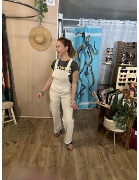 Salopette Toile Ecru Bretelles Croisées Dos Bell Boy  Not Your Girl